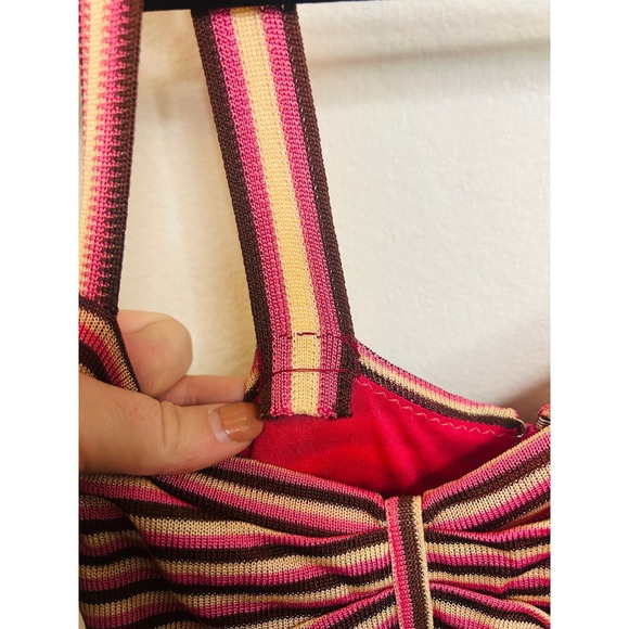 MISSONI Orange Tag $1400 Pink Decollette Zig Zag Knit Knee Length Dress IT 42 - Picture 7 of 10